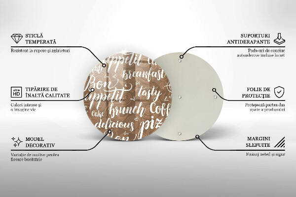 Chopping board glass Text Bon Appetit