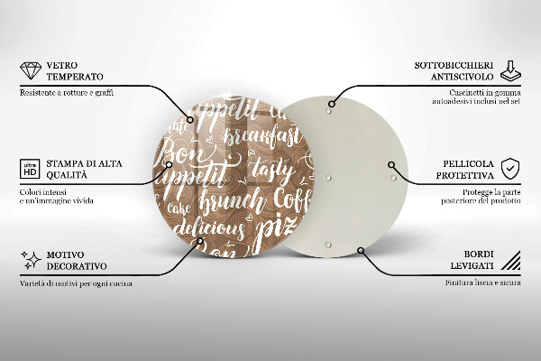 Chopping board glass Text Bon Appetit