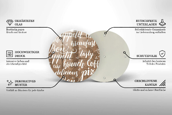 Chopping board glass Text Bon Appetit