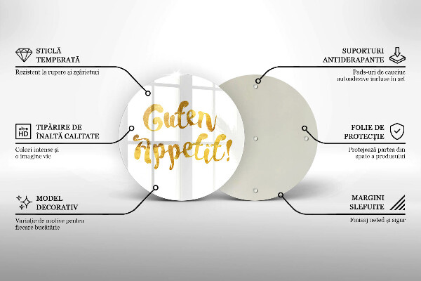 Chopping board glass The inscription GUTEN APPETIT!