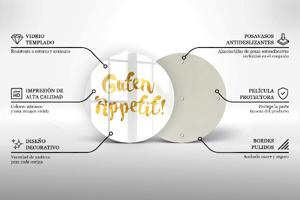 Chopping board glass The inscription GUTEN APPETIT!