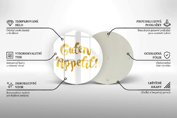 Chopping board glass The inscription GUTEN APPETIT!
