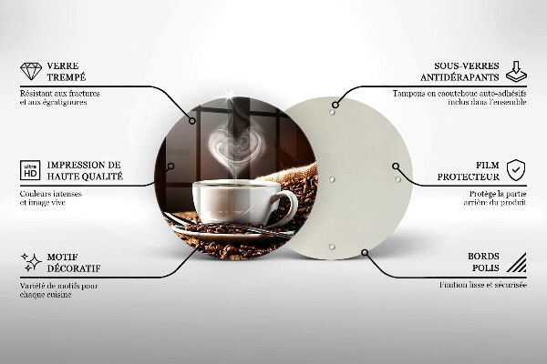 Chopping board glass Coffee and cup