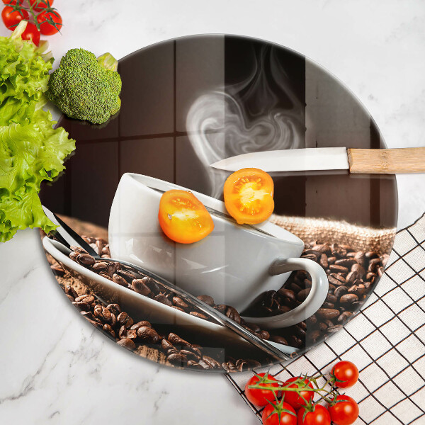 Chopping board glass Coffee and cup