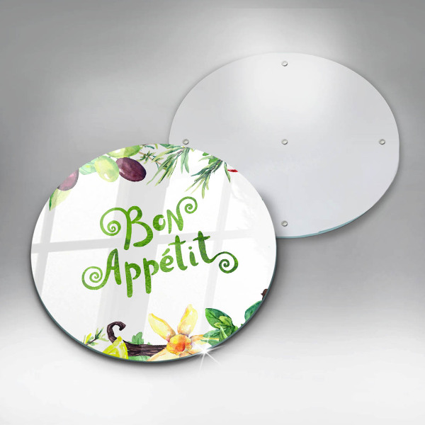 Glass cutting board The inscription Bon Appetit