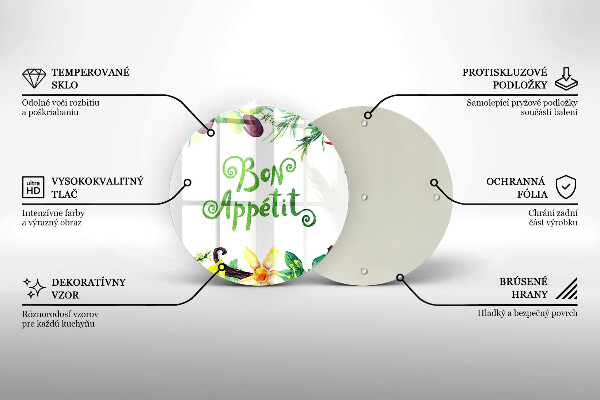 Glass cutting board The inscription Bon Appetit