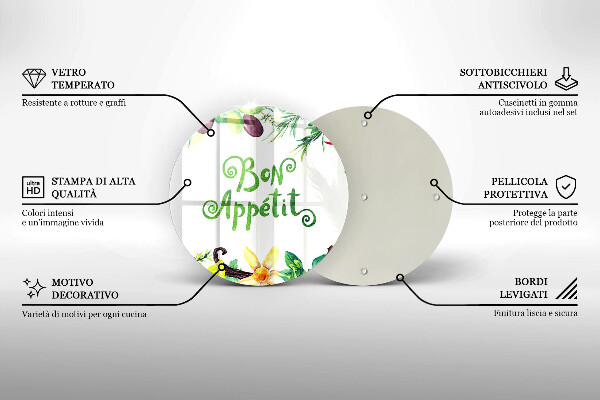 Glass cutting board The inscription Bon Appetit