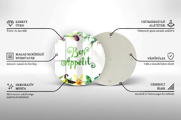 Glass cutting board The inscription Bon Appetit