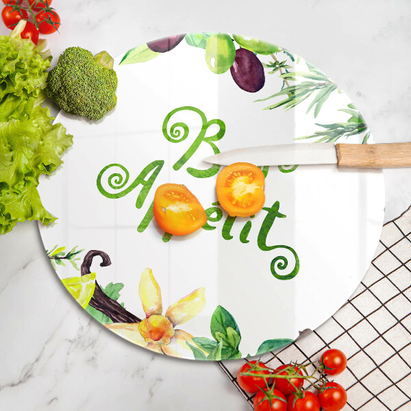 Glass cutting board The inscription Bon Appetit
