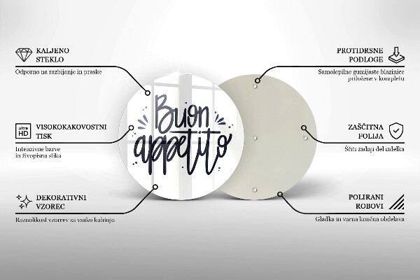 Glass cutting board The inscription Buon Appetito
