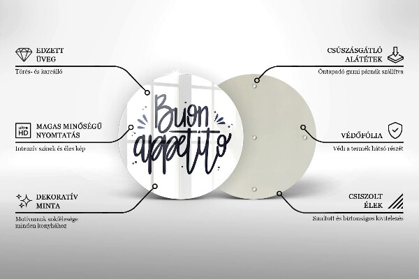 Glass cutting board The inscription Buon Appetito