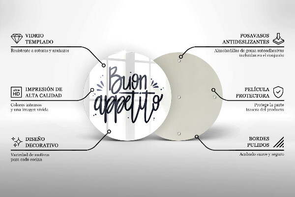 Glass cutting board The inscription Buon Appetito