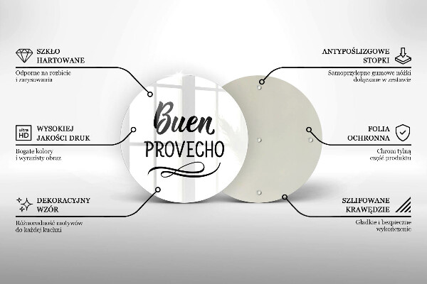 Chopping board glass The inscription Buen Provecho