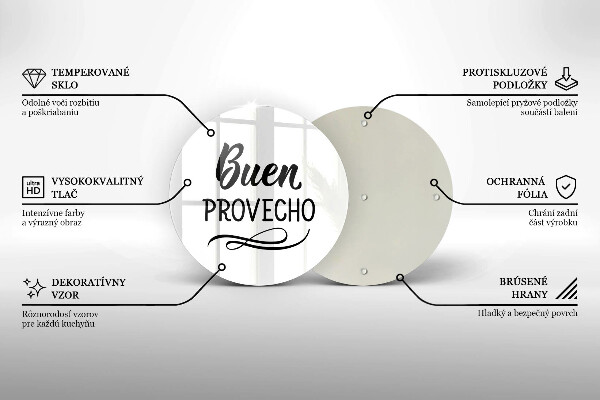 Chopping board glass The inscription Buen Provecho