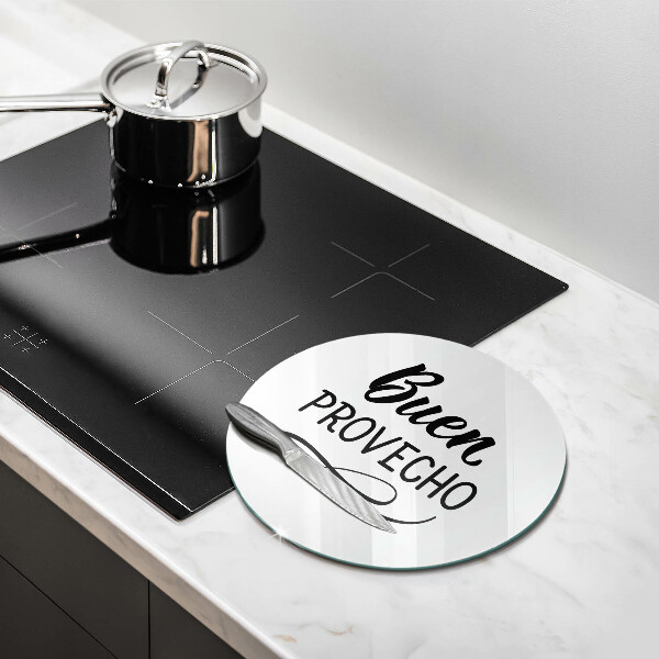 Chopping board glass The inscription Buen Provecho