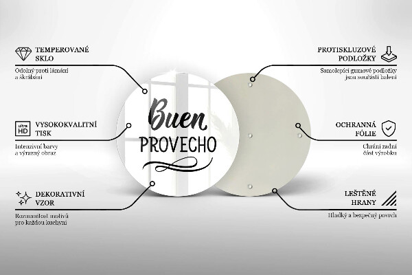 Chopping board glass The inscription Buen Provecho