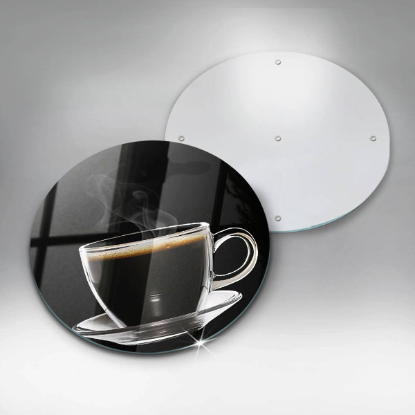 Chopping board A glass of hot coffee
