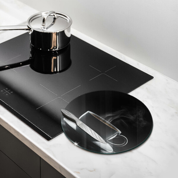 Chopping board Hot cup of coffee