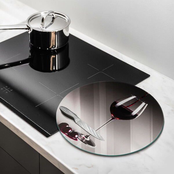 Chopping board Glass and grapes