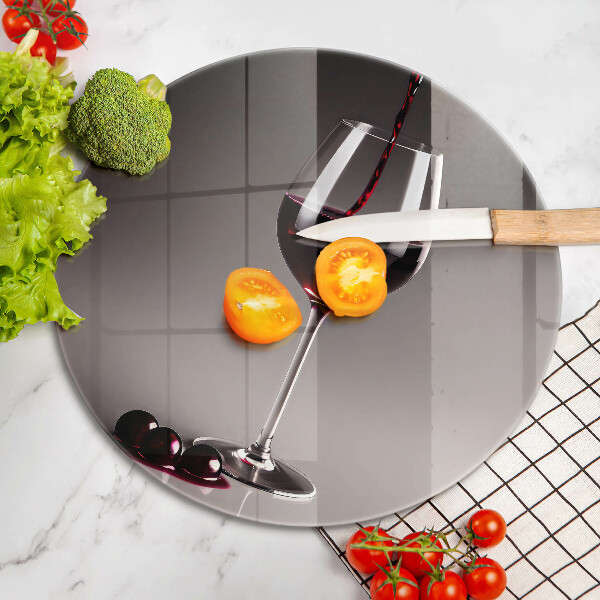 Chopping board Glass and grapes