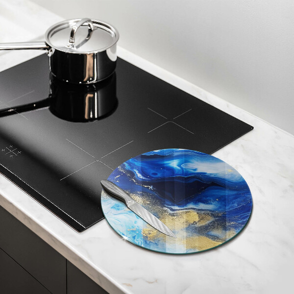Chopping board Blue marble and gold