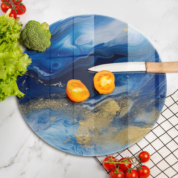 Chopping board Blue marble and gold