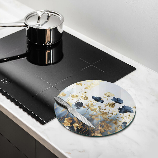 Chopping board Blue and golden flowers