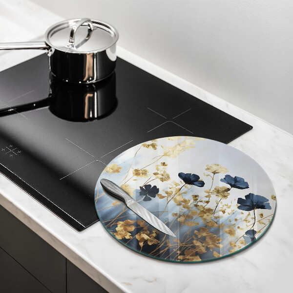 Chopping board Blue and golden flowers