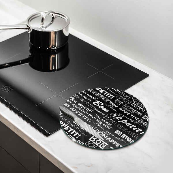 Chopping board glass Kitchen text Bon Appetit
