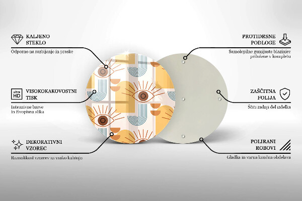 Chopping board glass Boho pattern eyes