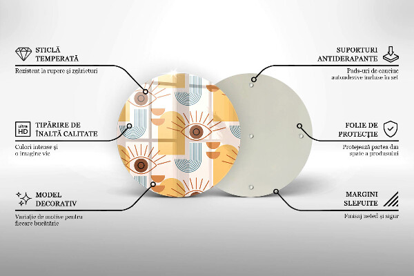 Chopping board glass Boho pattern eyes