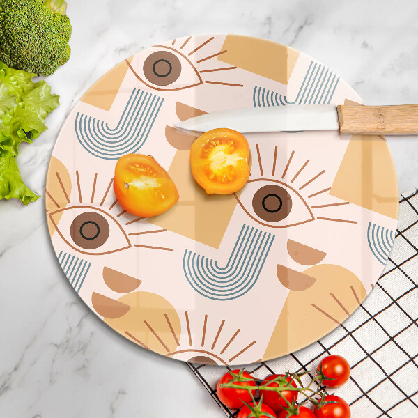 Chopping board glass Boho pattern eyes