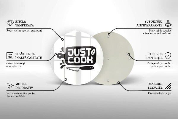 Chopping board glass Kitchen inscription Just Cook