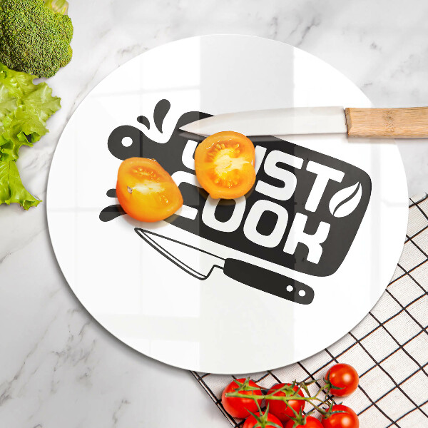 Chopping board glass Kitchen inscription Just Cook