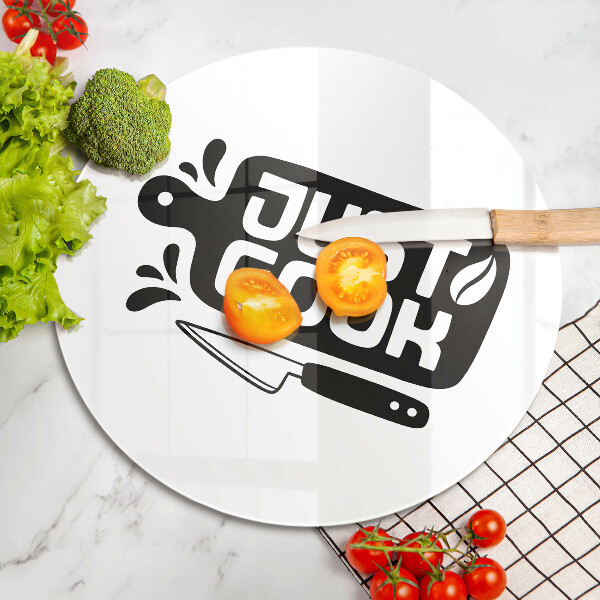 Chopping board glass Kitchen inscription Just Cook