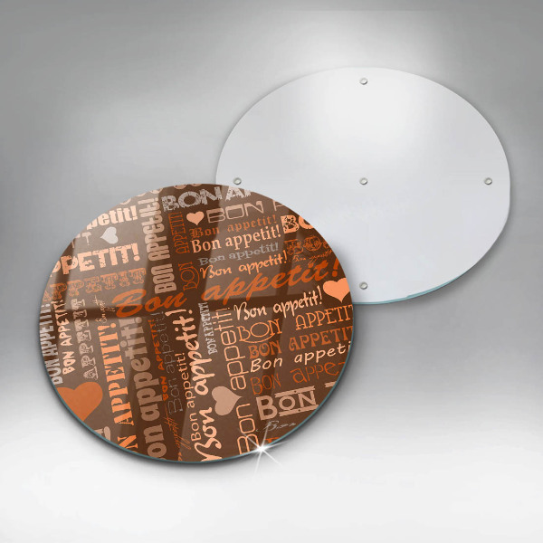 Chopping board glass Text Bon Appetit