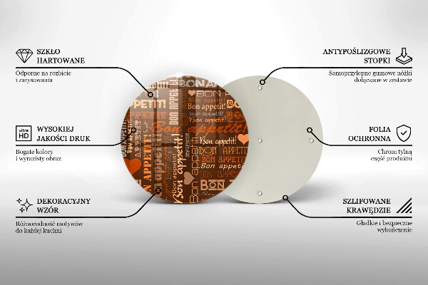 Chopping board glass Text Bon Appetit