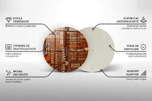 Chopping board glass Text Bon Appetit