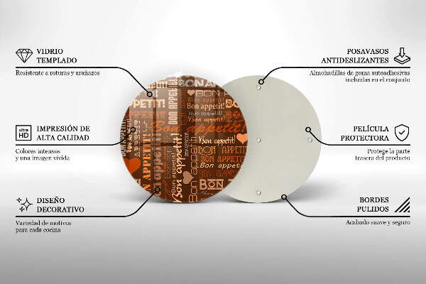 Chopping board glass Text Bon Appetit