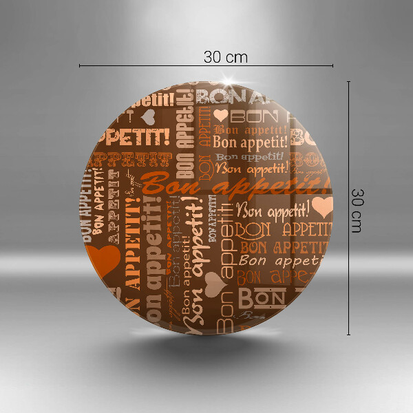 Chopping board glass Text Bon Appetit