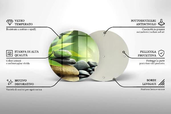 Chopping board Zen bamboo stones