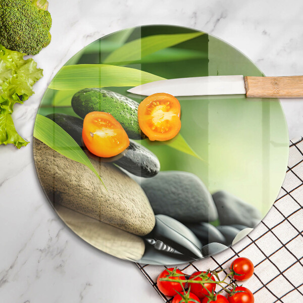 Chopping board Zen bamboo stones