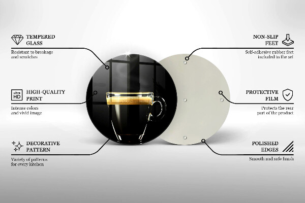 Chopping board A glass of black coffee