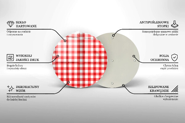 Chopping board Red white grille