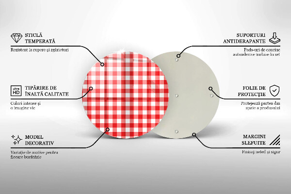 Chopping board Red white grille