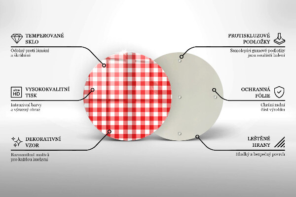 Chopping board Red white grille