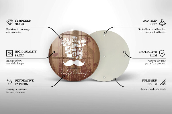 Chopping board glass Inscription and like cooking