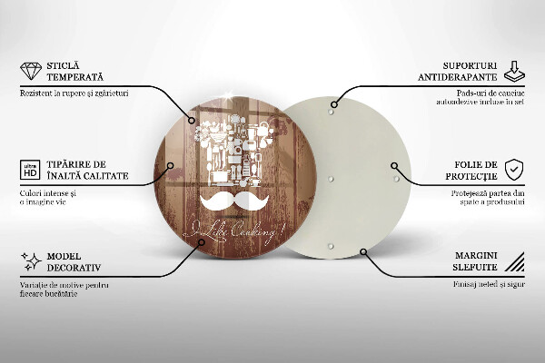 Chopping board glass Inscription and like cooking