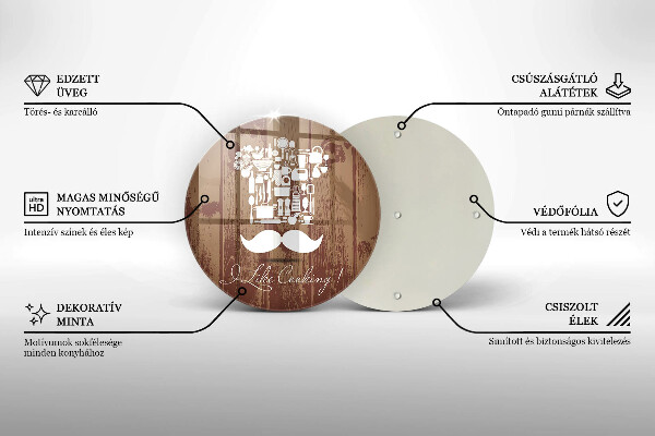 Chopping board glass Inscription and like cooking