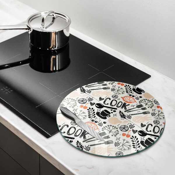 Chopping board glass Drawing kitchen theme